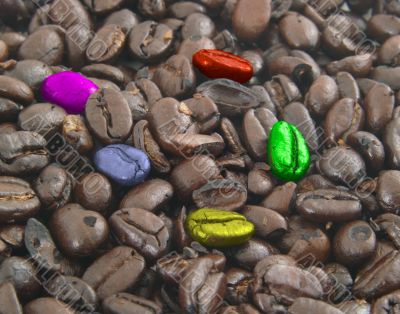 colorful coffee beans