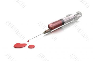 Syringe with blood