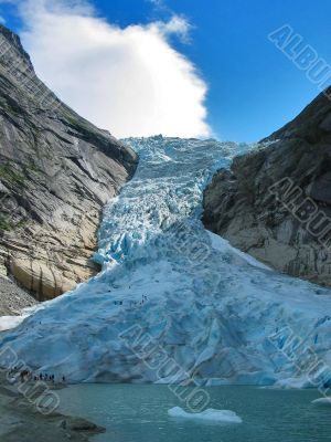 View of the Briksdal glacier