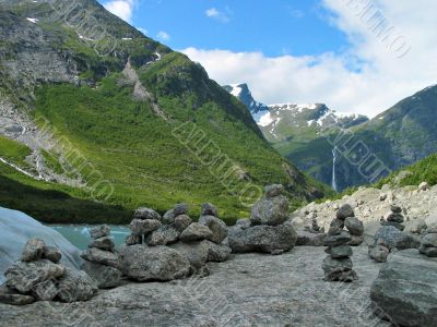 Some stone pyramids