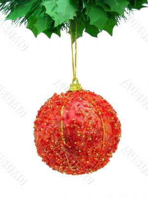 Red christmas ball isolated
