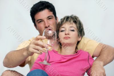 Young couple celebrating