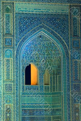 tiled background, oriental ornaments from Isfahan Mosque, Iran