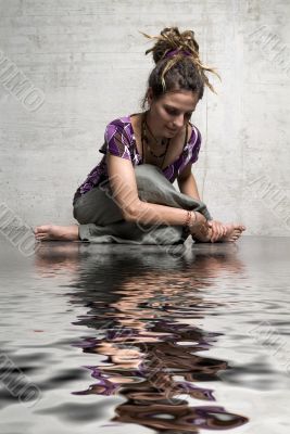 woman sits on the bottom