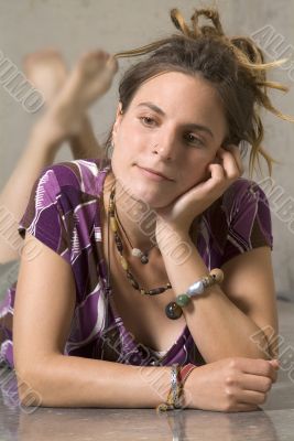 lolling woman