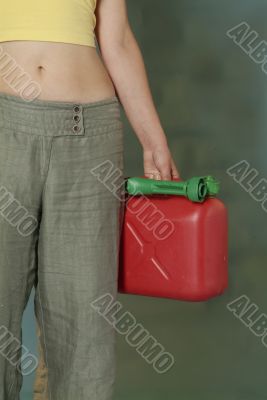 woman with jerry can