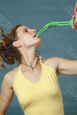 woman drinks of jerry can