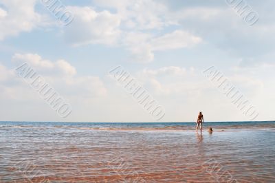 girl, sky, sea
