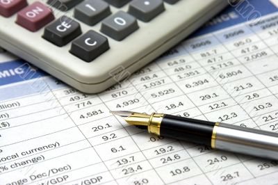 fountain pen and calculator