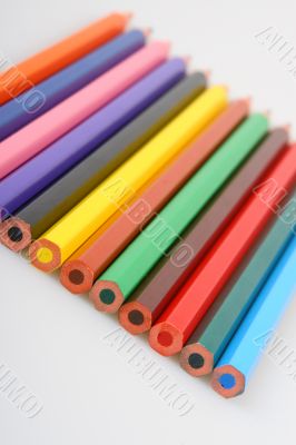 Color pencils in a row