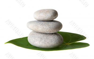 Stones on leaf