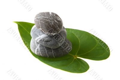 Stones on leaf