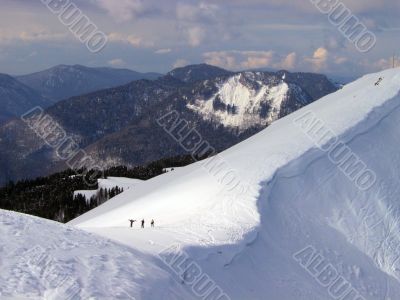 walking among mountains