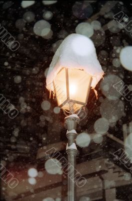 light at snowfall