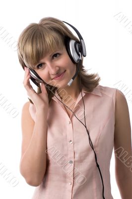Smiling customer service operator