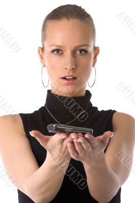 girl holding mobile phone