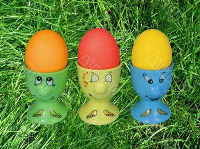 Easter eggs on spring grass