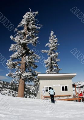 Ski resort with fresh snow