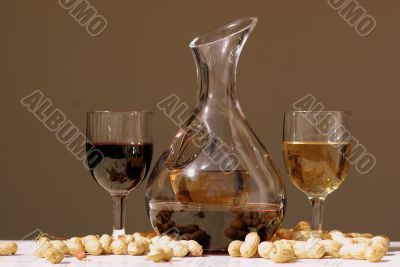  	glass and bottle of wine
