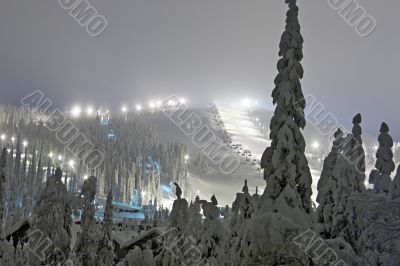 ski resort at the evening