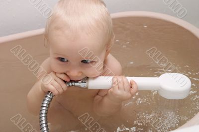 baby with shower