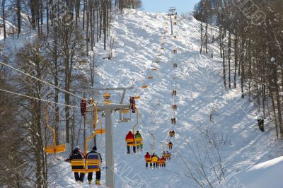 on chairlift