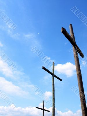 Three crosses wooden