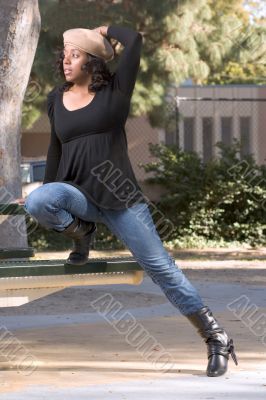 girl in jeans and boots