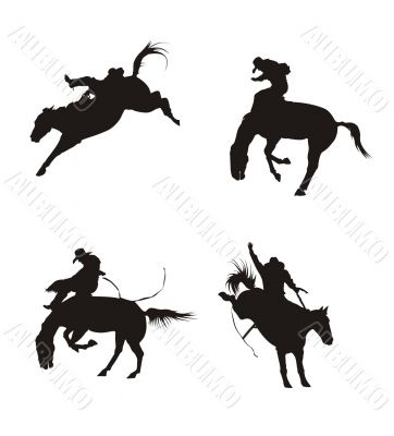 Silhouettes Of Cowboys