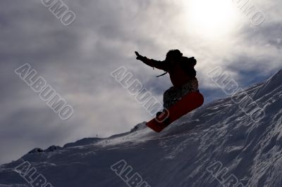 snowboarder`s flying