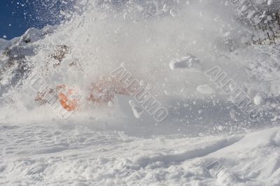 falling snowboarder