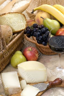 Bread and Wine Series with fruit and cheese