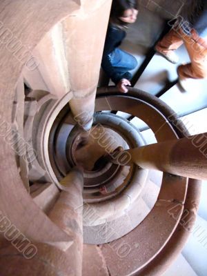 Spiral ancient stone staircase