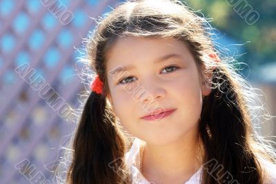 A little girl smiling