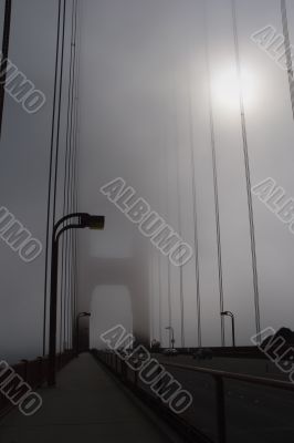  Golden Gate Bridge in thick fog.