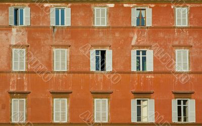 windows of old house, rome, italy