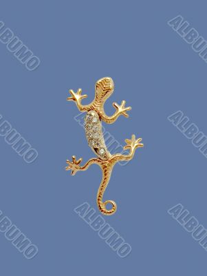 Golden lizard with brilliants