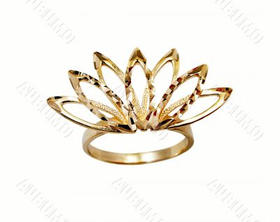 Golden jewelry ring