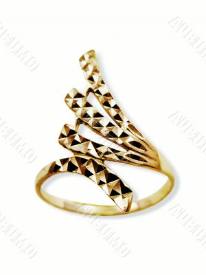 Golden jewelry ring