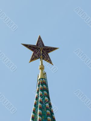 Red star of Spasskaya tower of the Kremlin, Moscow, Russia