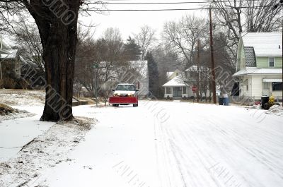 Cleaning the snow
