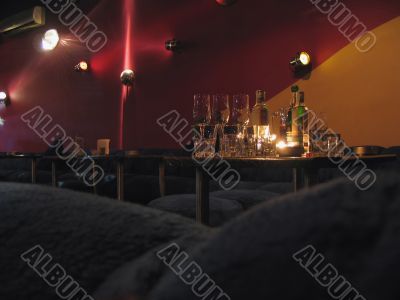 Drinks on a table in a night club