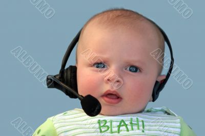 Baby with a headset