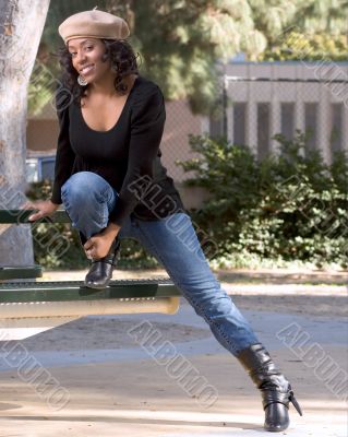 girl in jeans and boots
