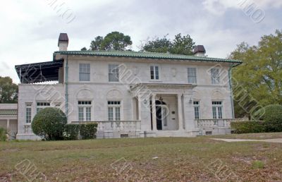 white stone mansion
