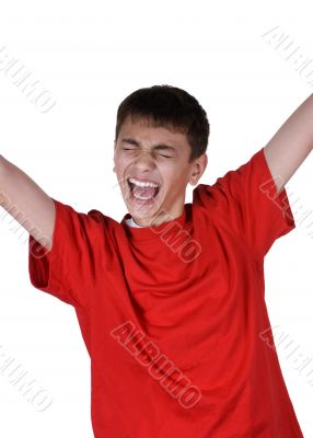Boy celebrating