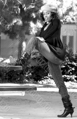 girl in jeans and boots