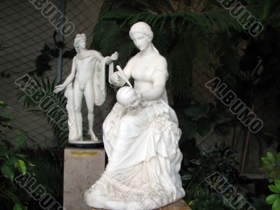 sculptures of a man and a woman