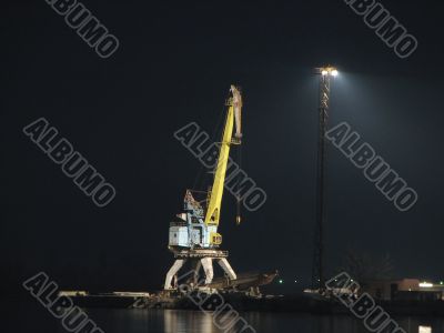 Port crane on the bank