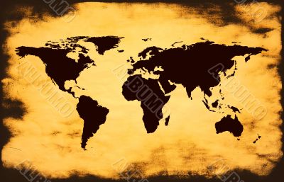 old map - world map on grunge background